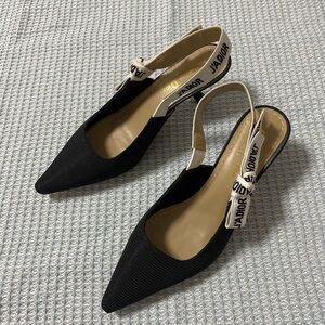 Dior Black and White J'Adior Slingback Heels